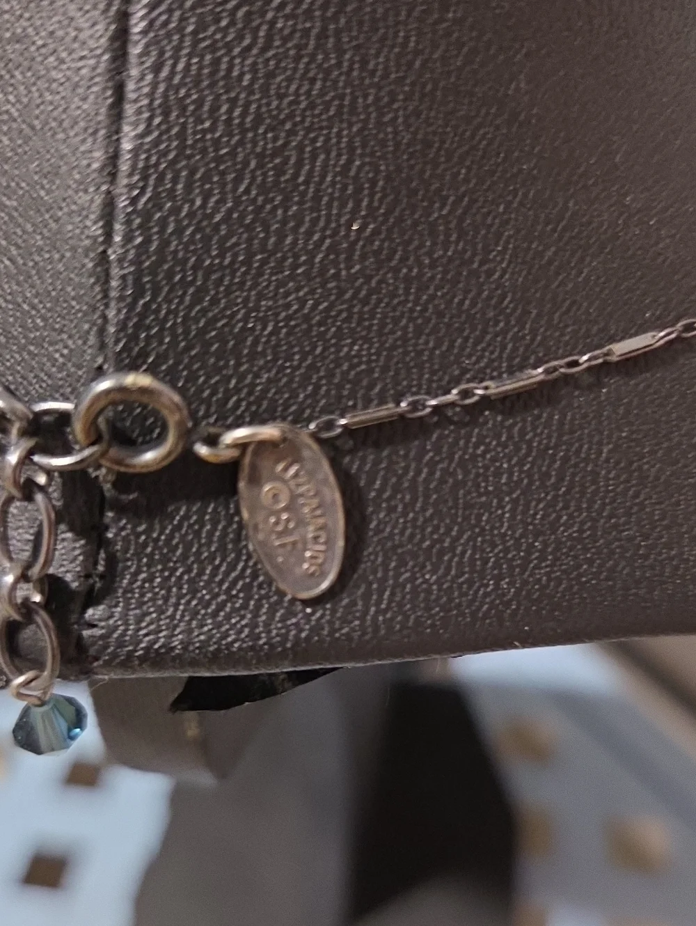 Liz Palacios SF Signed Y Drop Blue Crystal Necklace